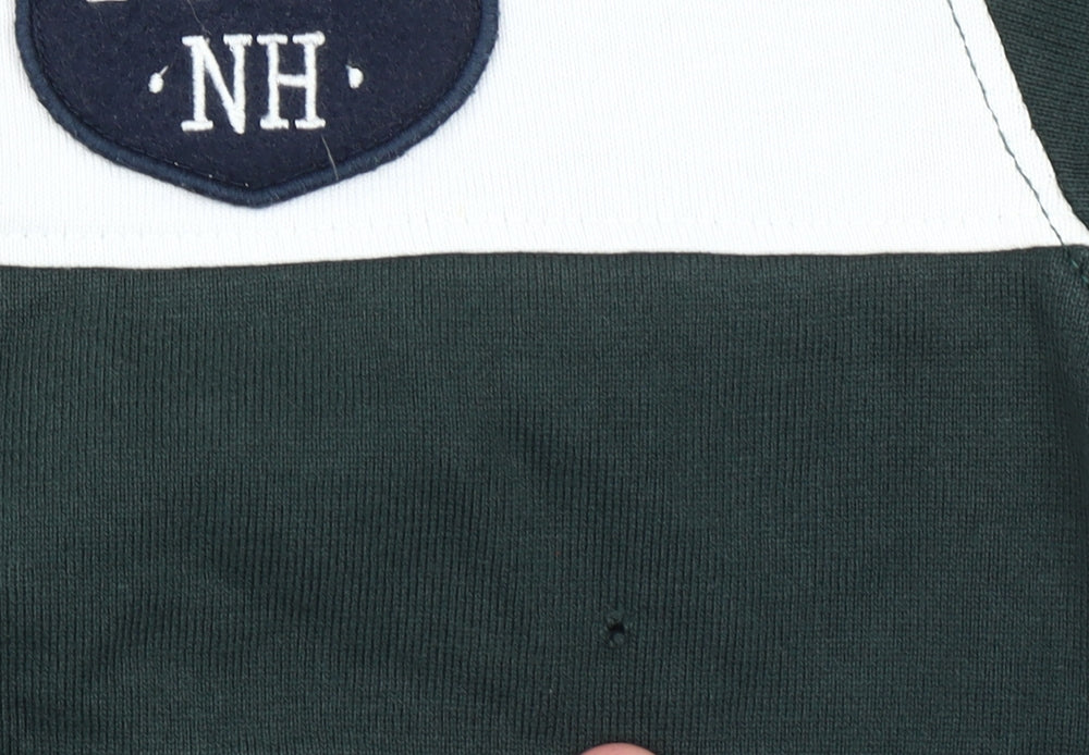 Timberland Men's Slim Fit Rugby Polo Green Blue White L Long Sleeve