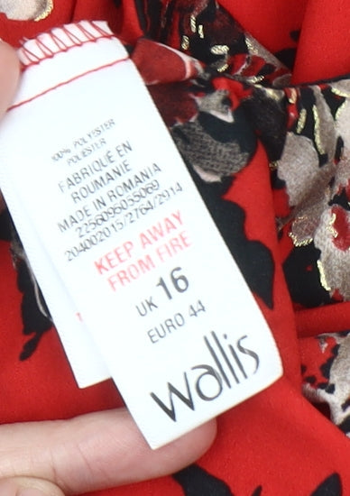 Womens UK Size 16 Wallis Red Basic Blouse