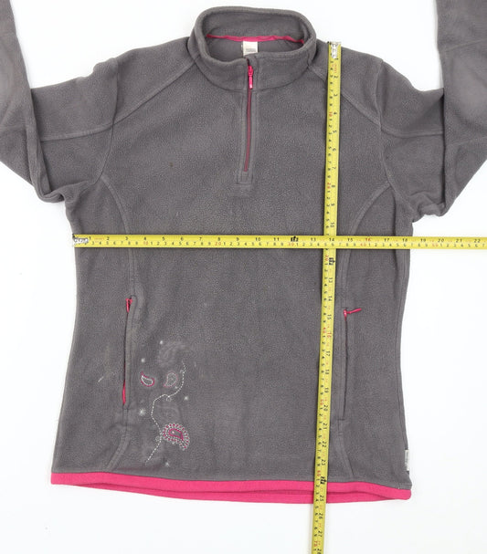Decathlon Women Grey Fleece Pullover Sweatshirt 1/4 Zip Size 14