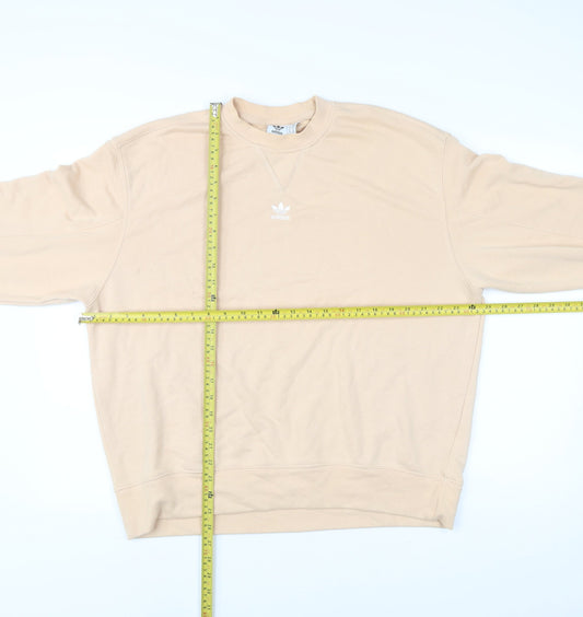 Adidas Womens Beige Logo Sweatshirt Size UK 10 Regular Fit Pullover