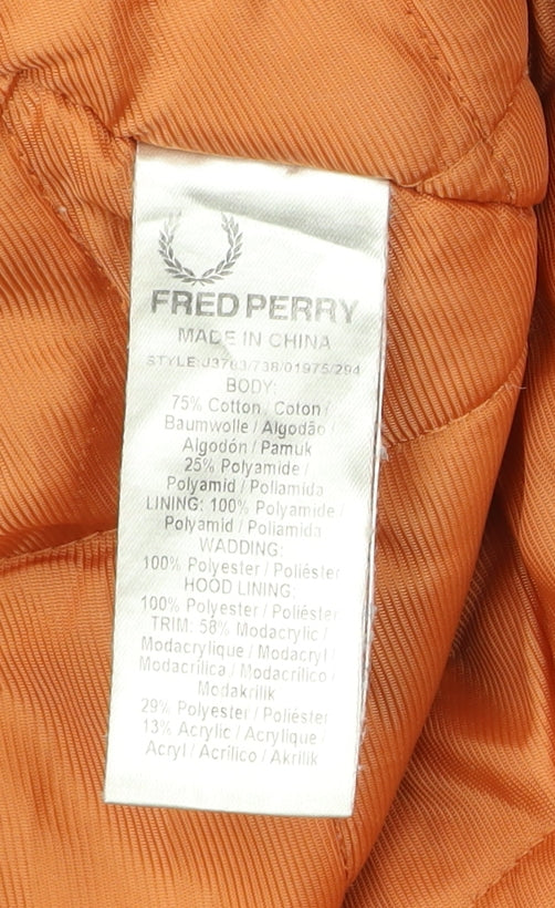 Fred Perry Womens Purple Parka Coat UK 16 Hooded Winter Jacket