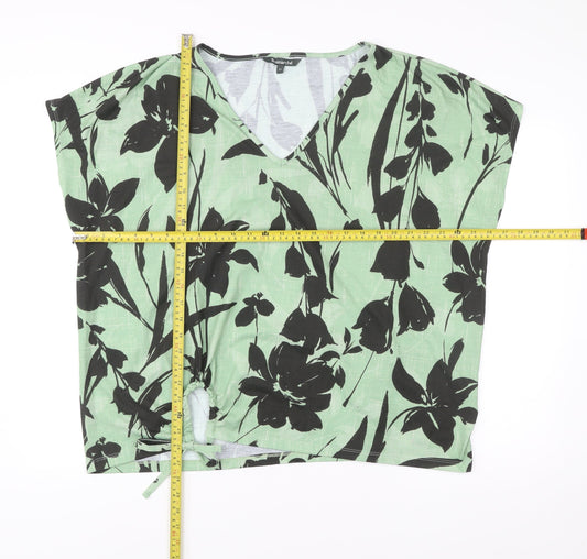Bonmarché Women’s Green Floral V-Neck Blouse Size 24