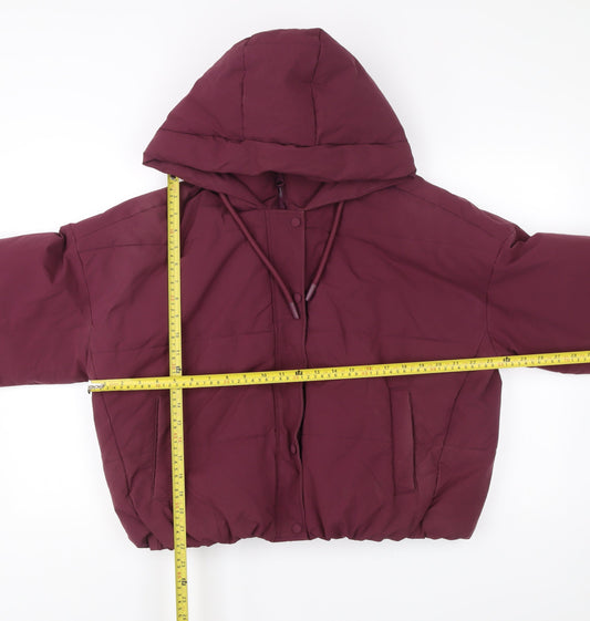 Primark Womens Purple Puffer Jacket Size 14 Hooded Quilted Winter Coat