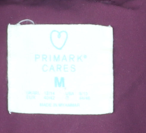 Primark Womens Purple Puffer Jacket Size 14 Hooded Quilted Winter Coat