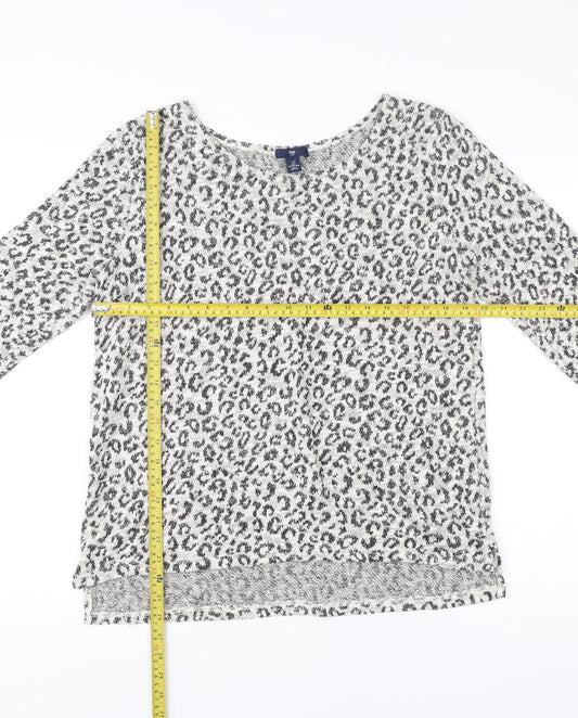 Gap Women’s Grey Animal Print Boat Neck Pullover Jumper L
