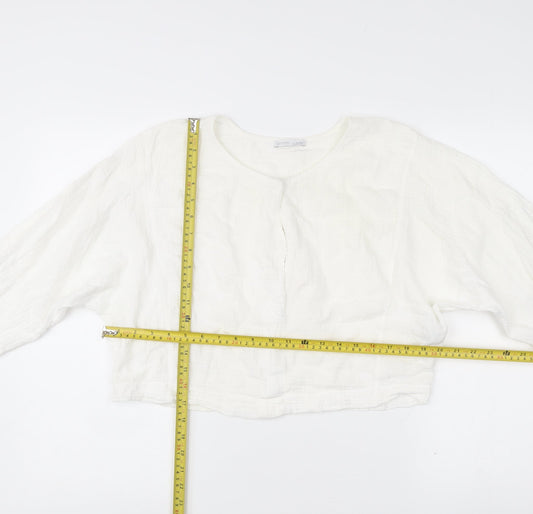 Womens UK Size 10 Zara White Cropped Blouse