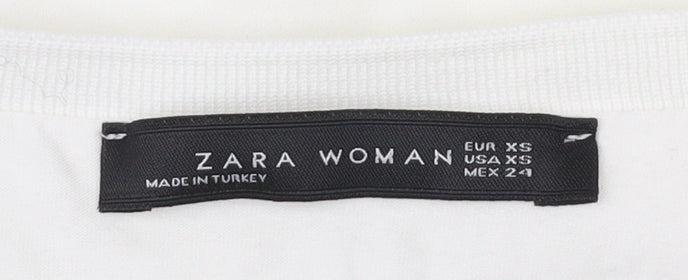 Womens UK Size XS Zara White Cropped Blouse