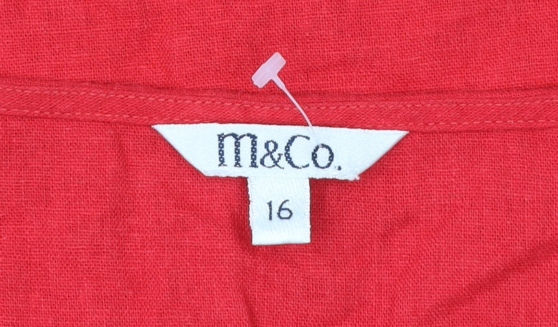 Womens UK Size 16 M&Co Red Wrap Tank