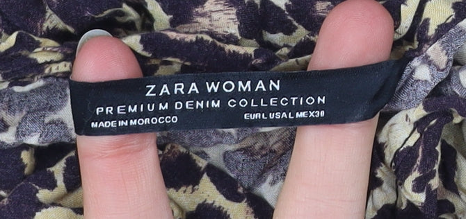 Womens UK Size 12 Zara Multicoloured Tunic Blouse