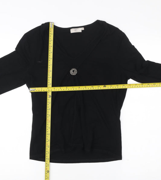 CC Women’s Black Wrap Blouse V-Neck Long Sleeve Size M