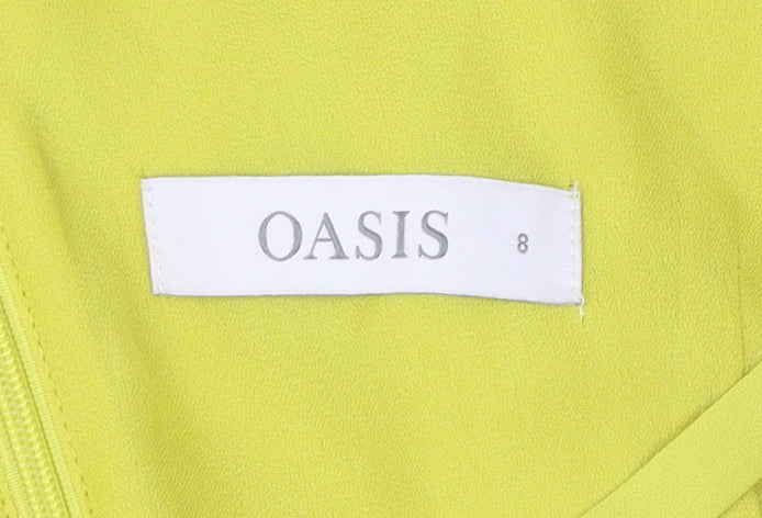 Oasis Women’s Yellow A-Line Party Dress Size 8 Sleeveless V-Neck