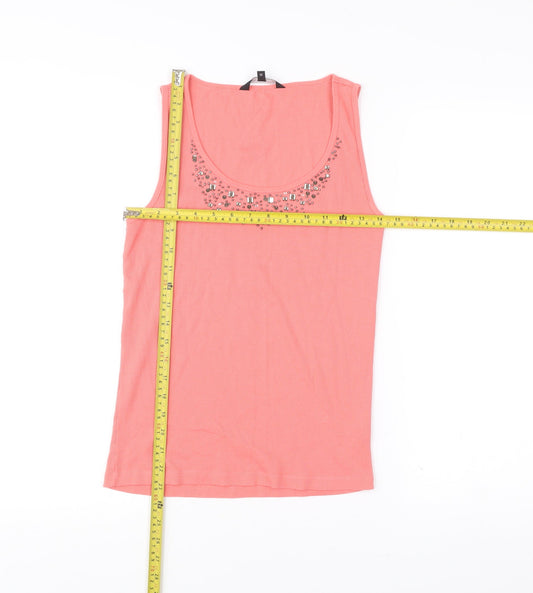 Debenhams Womens Pink Size 10 Sleeveless Beaded Tank Top