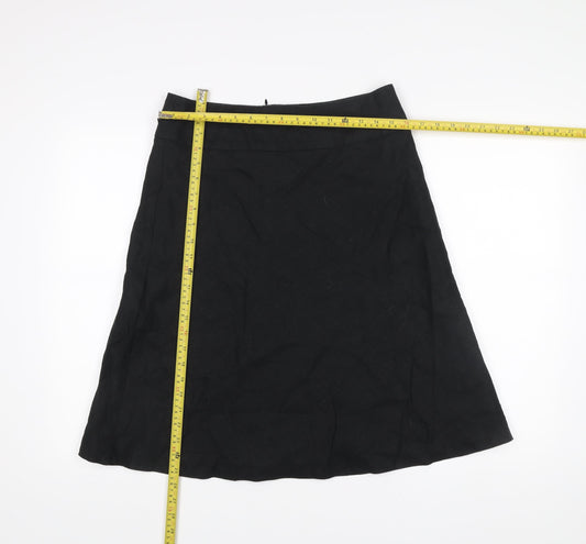Next Women’s Black Linen A-Line Knee Length Skirt Size 12