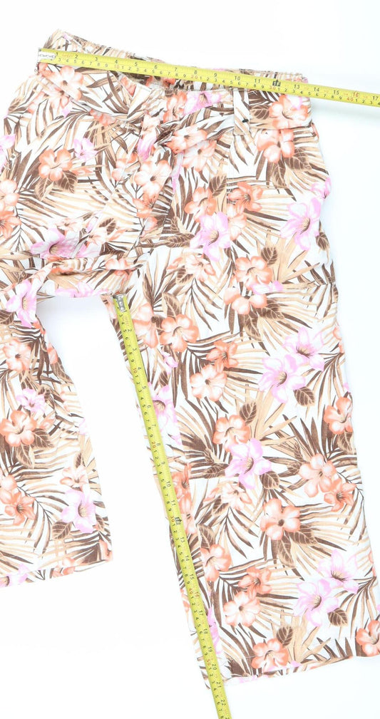 Womens UK Size 10 Lands' End Regular Fit Cropped Multicoloured Trousers
