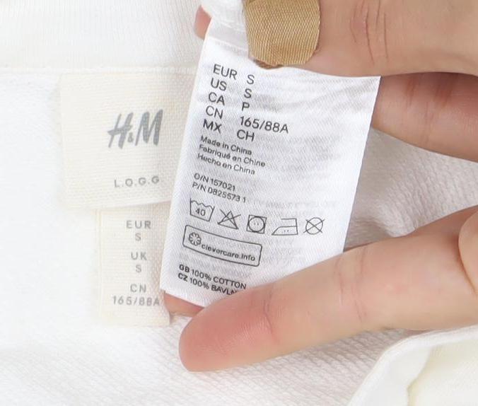 H&M Women’s White Collared Pullover Sweatshirt Size S Cotton