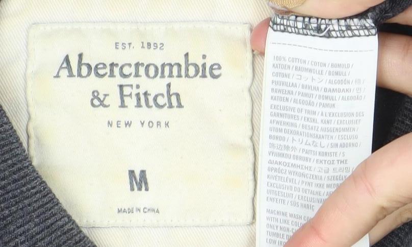 Abercrombie & Fitch Mens Grey M Pullover Sweatshirt Logo Embroidered