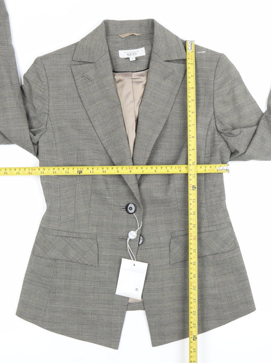 Next Women’s Grey Check Tailored Blazer Jacket Size 8 Workwear