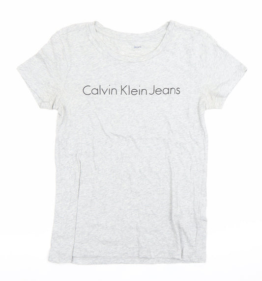 Womens UK Size S Calvin Klein Jeans Grey Basic T-Shirt