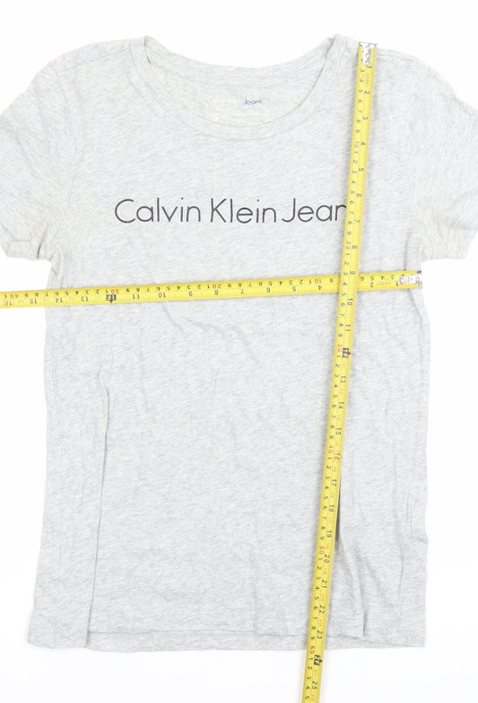 Womens UK Size S Calvin Klein Jeans Grey Basic T-Shirt