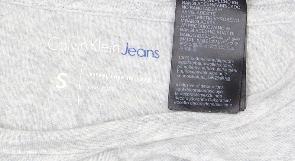 Womens UK Size S Calvin Klein Jeans Grey Basic T-Shirt