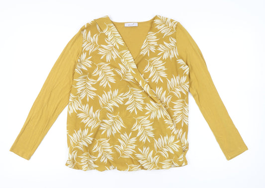 Womens UK Size 12 Marks and Spencer Yellow Wrap Blouse