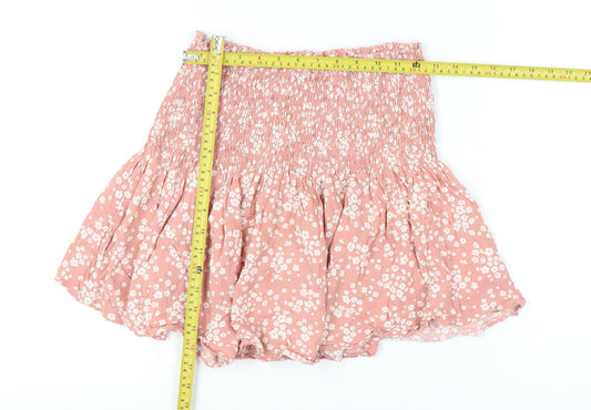 New Look Women’s Pink Floral Flared Short Skirt Size 8