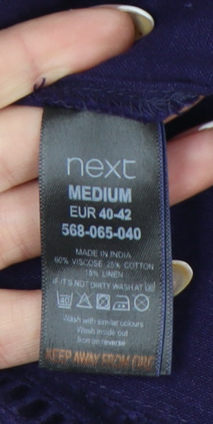 Next Women’s Purple T-Shirt Dress Size 12-14 Viscose Cotton Linen