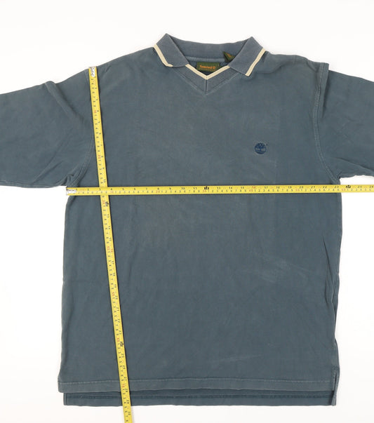 Timberland Men’s Blue Cotton Polo Shirt L Short Sleeve Classic