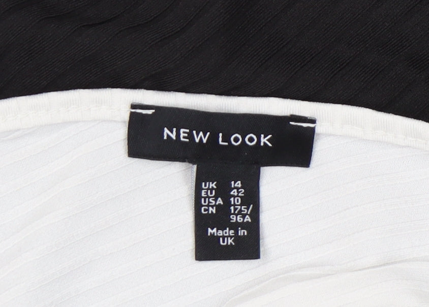 New Look Womens Black White One Shoulder Jumpsuit Size 14