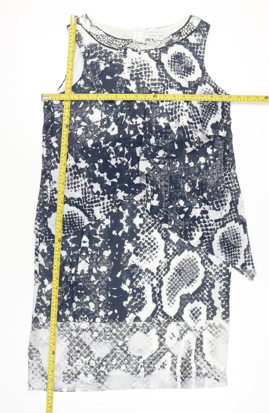 Fenn Wright Manson Womens Dress Size 16 Sheath Multicoloured Sequin Neckline Party