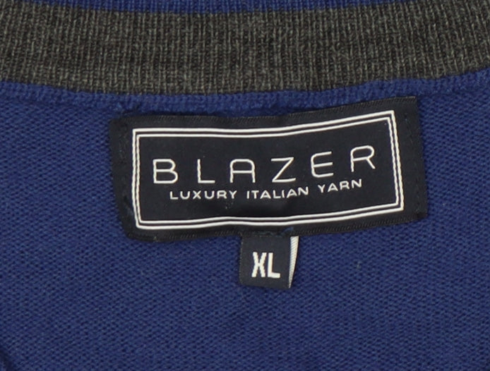 Blazer Men's Blue XL V-Neck Wool Blend Pullover Jumper