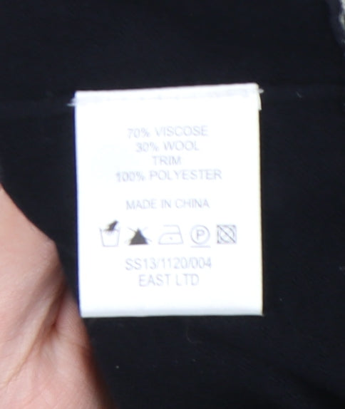 EAST Womens Black Floral Tunic Blouse M Long Sleeve Viscose Wool