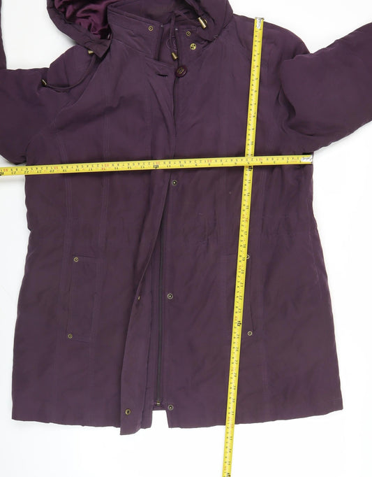 Bm Womens Purple Parka Coat Hooded Mid-Length Size M
