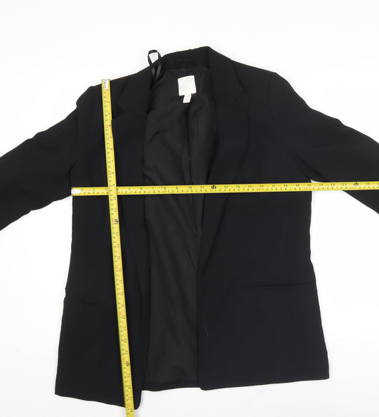 H&M Women Black Blazer UK 10 Regular Fit Workwear Jacket