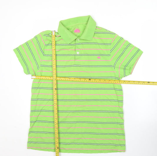 Lee Cooper Men’s Green Striped Polo Shirt Size S Cotton Casual