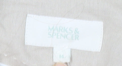 Marks and Spencer Women Beige Size 14 Blazer Jacket Linen Cotton