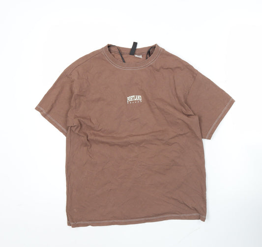 Womens UK Size 2XS H&M Brown Basic T-Shirt