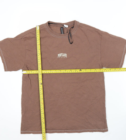 Womens UK Size 2XS H&M Brown Basic T-Shirt