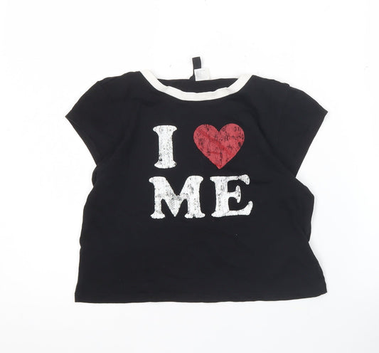 Womens UK Size 12 H&M Black Cropped T-Shirt