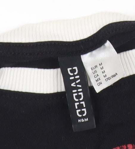 Womens UK Size 12 H&M Black Cropped T-Shirt