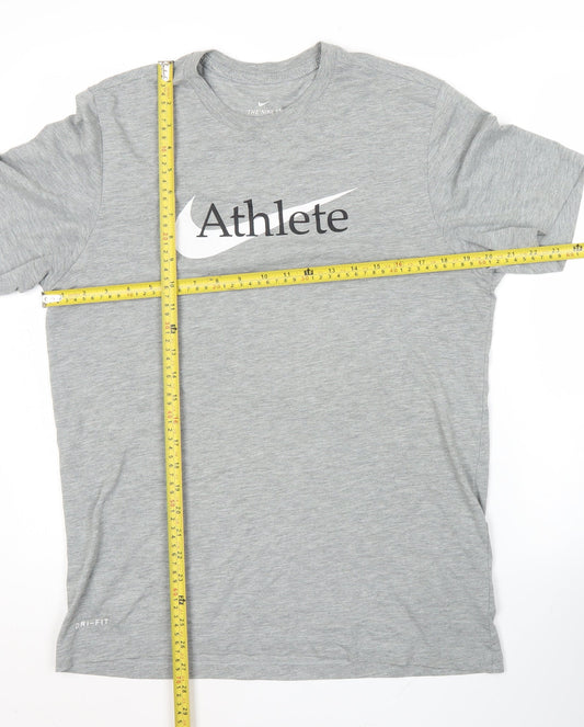 Nike Men's Grey Dri-Fit Athlete Logo T-Shirt Size M