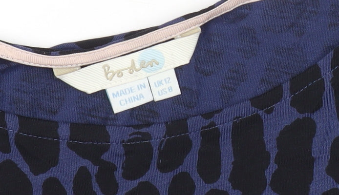 Boden Women’s Blue Animal Print Tunic Blouse UK 12 Long Sleeve