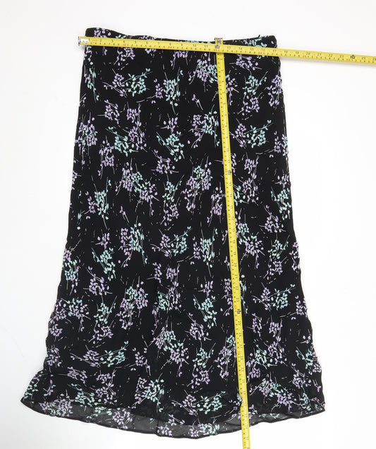 Marks and Spencer Women’s Black Floral A-Line Midi Skirt Size 18