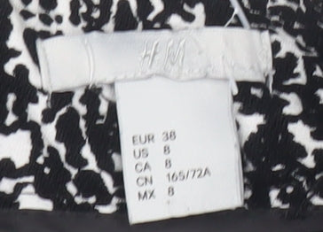 H&M Women’s Black A-Line Skirt Size 10 Geometric Knee Length