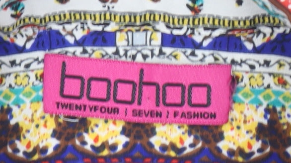 Boohoo Women’s Multicoloured Shirt Dress Size 8 Collared Short Sleeve