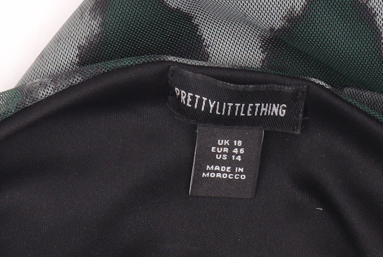 PrettyLittleThing Women’s Green Animal Print Bodycon Dress Size 18