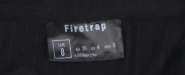 Womens UK Size 8 Firetrap Black Cropped Button-Up