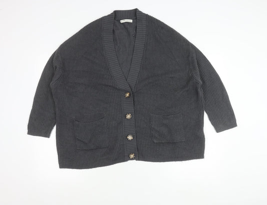 Womens UK Size XS Pull&Bear Grey Cardigan Jumper