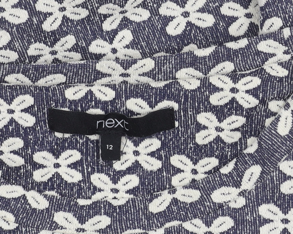 Next Women’s Blue Floral Shift Dress Size 12 Knee Length 3/4 Sleeve