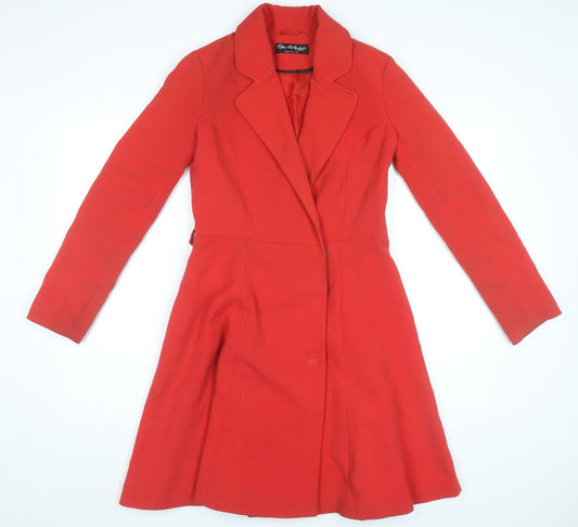 Womens UK Size 8 Miss Selfridge Red Overcoat